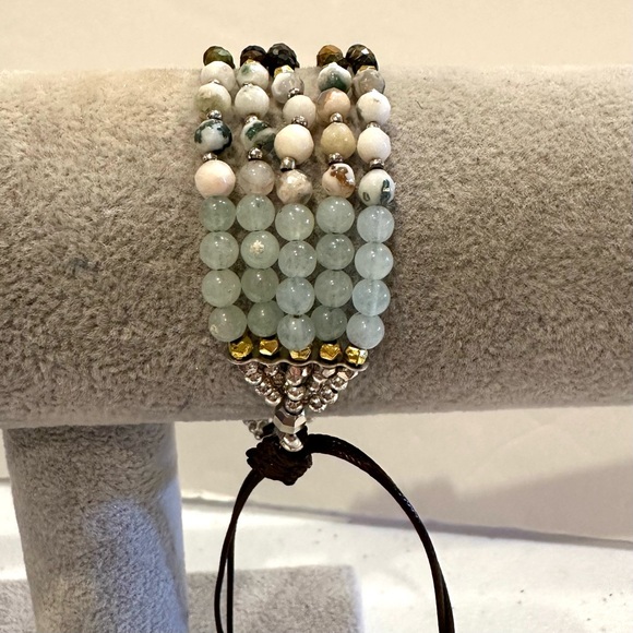 Boho Bracelet multi-stone 5 strand w/ sliding adjustable closure -Genuine stones - Picture 11 of 15